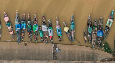 Kratie Boats in Mekong River B